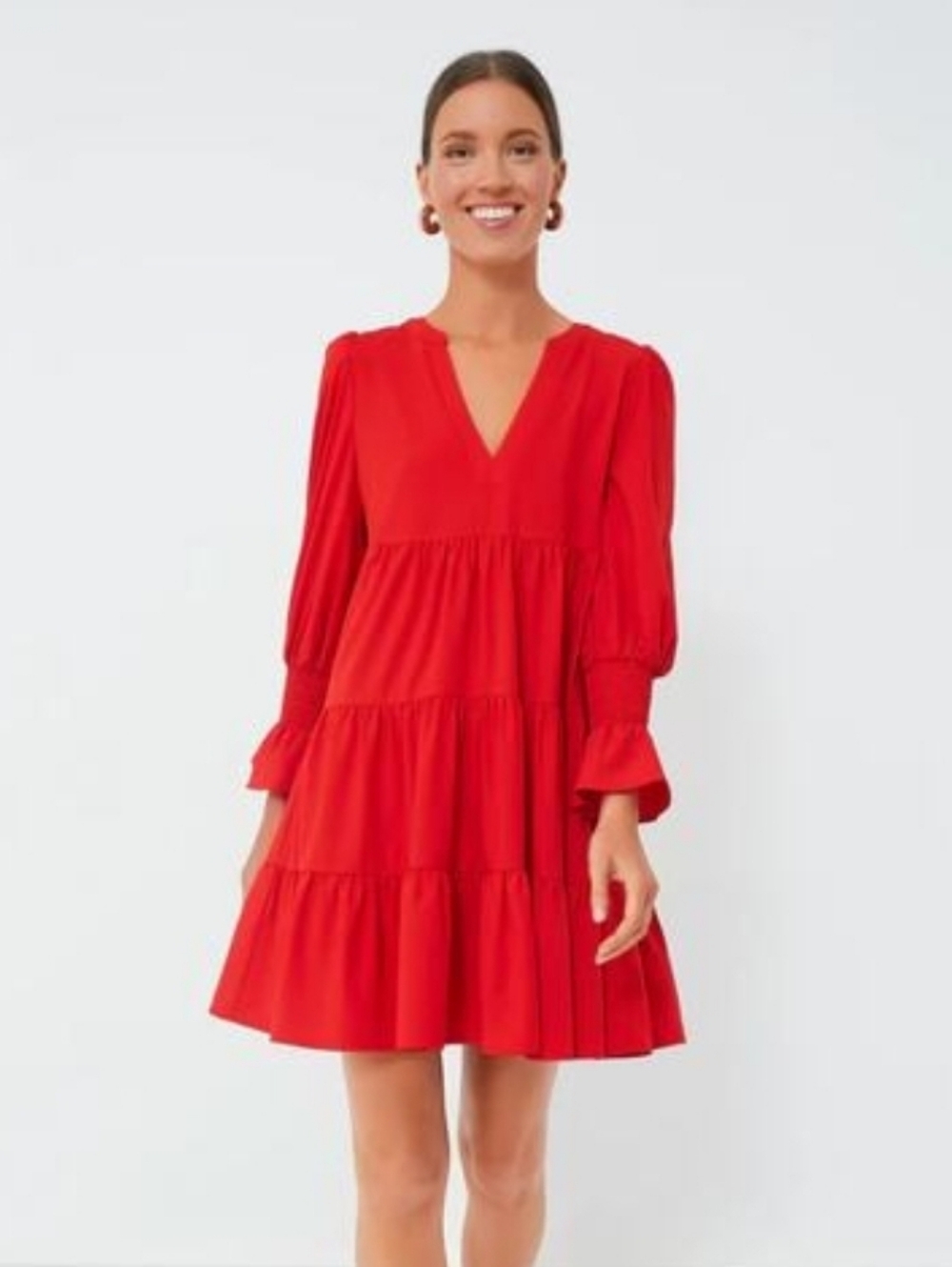 Tuckernuck Pomander Place Red Crepe Kenzo Long Sleeve Mini Dress Size Medium